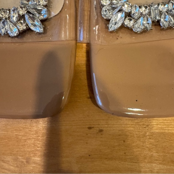 ๐ 6/$60 Rhinestone Transparent Clear Vamp Open Toe Sandal 38/7 Wedding Bridal - Picture 6 of 9